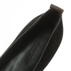 Pre Owned حذاء باليرينا فلات لوي فيتون ريفايفال سويدي أسود مقاس 37