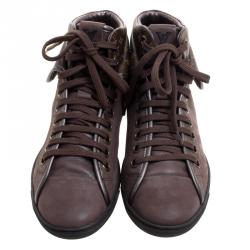 Louis Vuitton Brown Monogram Canvas & Leather Brea Sneaker Boots Size 37