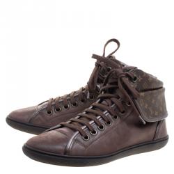Louis Vuitton Brown Monogram Canvas & Leather Brea Sneaker Boots Size 37