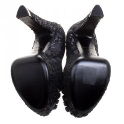 Pre Owned حذاء كعب عالي لوي فيتون ترتر أسود مقدمة مفتوحة نعل سميك مقاس 37.5