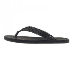 Pre Owned Louis Vuitton Black Perforated Rubber Tatoo Thong Sandals Size 37.5