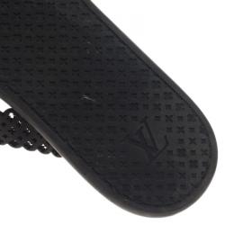 Pre Owned Louis Vuitton Black Perforated Rubber Tatoo Thong Sandals Size 37.5