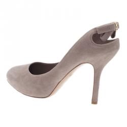 Pre Owned Louis Vuitton Beige Suede Slingback Sandals Size 35.5