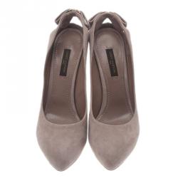 Pre Owned Louis Vuitton Beige Suede Slingback Sandals Size 35.5