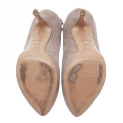 Pre Owned Louis Vuitton Beige Suede Slingback Sandals Size 35.5