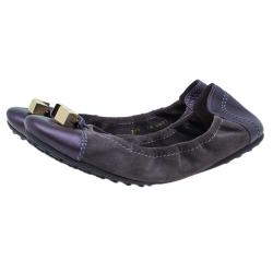 Louis Vuitton Purple Suede and Leather Lovely Ballet Flats Size 38.5