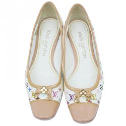 Pre Owned حذاء فلات لوي فيتون كانفاس أبيض مونوغرام متعدد الألوان مقاس 36