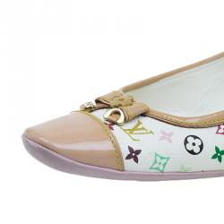 Pre Owned حذاء فلات لوي فيتون كانفاس أبيض مونوغرام متعدد الألوان مقاس 36