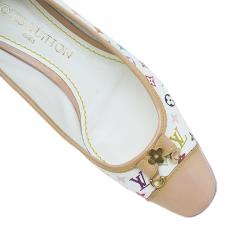 Pre Owned حذاء فلات لوي فيتون كانفاس أبيض مونوغرام متعدد الألوان مقاس 36