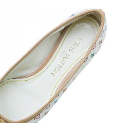 Pre Owned حذاء فلات لوي فيتون كانفاس أبيض مونوغرام متعدد الألوان مقاس 36