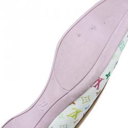 Pre Owned حذاء فلات لوي فيتون كانفاس أبيض مونوغرام متعدد الألوان مقاس 36