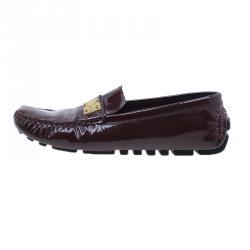 Pre Owned Louis Vuitton Maroon Patent Zen Loafers Size 38.5