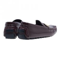 Pre Owned Louis Vuitton Maroon Patent Zen Loafers Size 38.5