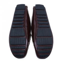 Pre Owned Louis Vuitton Maroon Patent Zen Loafers Size 38.5