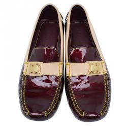 مملوكة مسبقًا حذاء لوفرز لوي فيتون زن جلد أحمر داكن مقاس 38.5