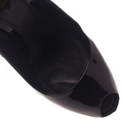 مملوكة مسبقًا حذاء كعب عالي لوي فيتون أوه ريلي! فتحة جلد لامع أسود مقاس 40