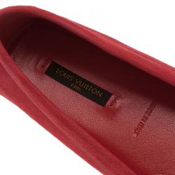 Pre Owned حذاء أكسفورد لوفرز لوي فيتون سويدي أحمر مقاس 38