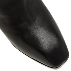 Pre Owned Louis Vuitton Black Leather Zip and Pocket Detail Tall Boots Size 40