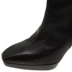 Pre Owned Louis Vuitton Black Leather Zip and Pocket Detail Tall Boots Size 40