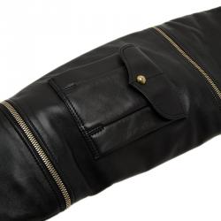 Pre Owned Louis Vuitton Black Leather Zip and Pocket Detail Tall Boots Size 40