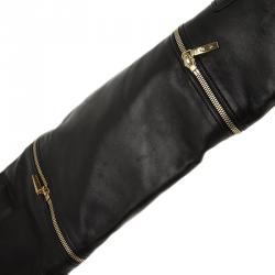 Pre Owned Louis Vuitton Black Leather Zip and Pocket Detail Tall Boots Size 40