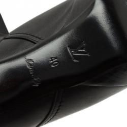 Pre Owned Louis Vuitton Black Leather Zip and Pocket Detail Tall Boots Size 40