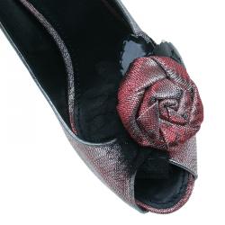 مملوكة مسبقًا Louis Vuitton Pink Satin Moir Galourize Me Peep Toe Pumps Size 37.5