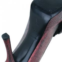 مملوكة مسبقًا Louis Vuitton Pink Satin Moir Galourize Me Peep Toe Pumps Size 37.5