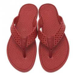 Pre Owned Louis Vuitton Red Rubber Tatoo Thong Sandals Size 39