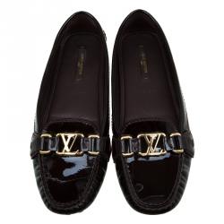 Pre Owned Louis Vuitton Maroon Leather Oxford Loafers Size 38.5