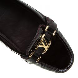 Pre Owned Louis Vuitton Maroon Leather Oxford Loafers Size 38.5