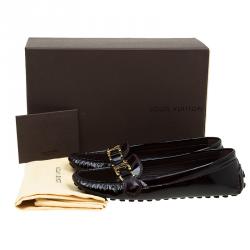 Pre Owned Louis Vuitton Maroon Leather Oxford Loafers Size 38.5