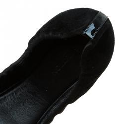 مملوكة مسبقًا Louis Vuitton Black Leather and Suede Elba Cap Toe Ballet Flats Size 38.5