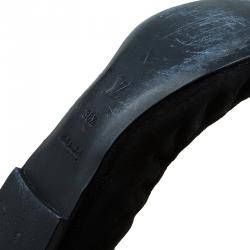 مملوكة مسبقًا Louis Vuitton Black Leather and Suede Elba Cap Toe Ballet Flats Size 38.5