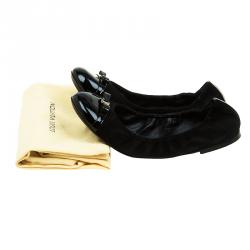 مملوكة مسبقًا Louis Vuitton Black Leather and Suede Elba Cap Toe Ballet Flats Size 38.5