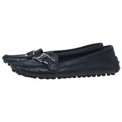 Pre Owned Louis Vuitton Black Buckle Loafers Size 37