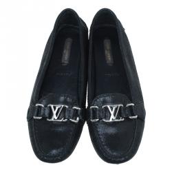Pre Owned Louis Vuitton Black Buckle Loafers Size 37