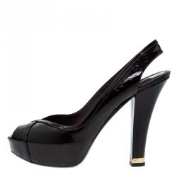 Pre Owned صندل لوي فيتون تامارا بفتحة كعب فرنيه مونوغرامي بنفسجي محمر مقاس 38.5