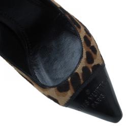 Pre Owned حذاء كعب عالي لوي فيتون شعر حصن نقشة الفهد بمقدمة أسود مقاس 37