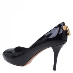 Pre Owned Louis Vuitton Plum Patent Oh Really! Peep Toe Platform Pumps Size 39