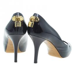 Pre Owned Louis Vuitton Plum Patent Oh Really! Peep Toe Platform Pumps Size 39