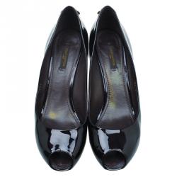Pre Owned Louis Vuitton Plum Patent Oh Really! Peep Toe Platform Pumps Size 39