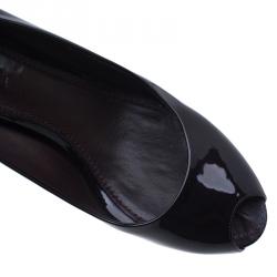 Pre Owned Louis Vuitton Plum Patent Oh Really! Peep Toe Platform Pumps Size 39