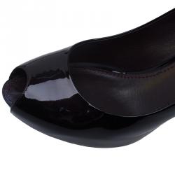 Pre Owned Louis Vuitton Plum Patent Oh Really! Peep Toe Platform Pumps Size 39