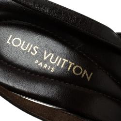 Pre Owned صندل لوي فيتون جلد بني و دامييه تشيك شعر حصان بفتحة كعب مقاس 39