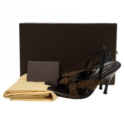 Pre Owned صندل لوي فيتون جلد بني و دامييه تشيك شعر حصان بفتحة كعب مقاس 39