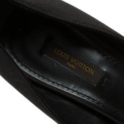 Pre Owned Louis Vuitton Black Satin Athen Open Toe Pumps Size 39.5