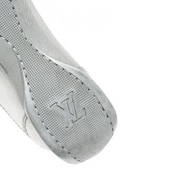 Louis Vuitton Metallic Silver Monogram Leather Lace Up Sneakers Size 39.5