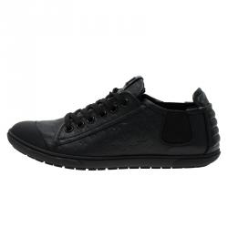 Louis Vuitton Black Monogram Leather Toucan Sneakers Size 39.5