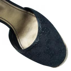 مملوكة مسبقًا صندل لوي فيتون كانفاس مونوغرامي أزرق كحلي كعب روكي إسبادريل مقاس 38